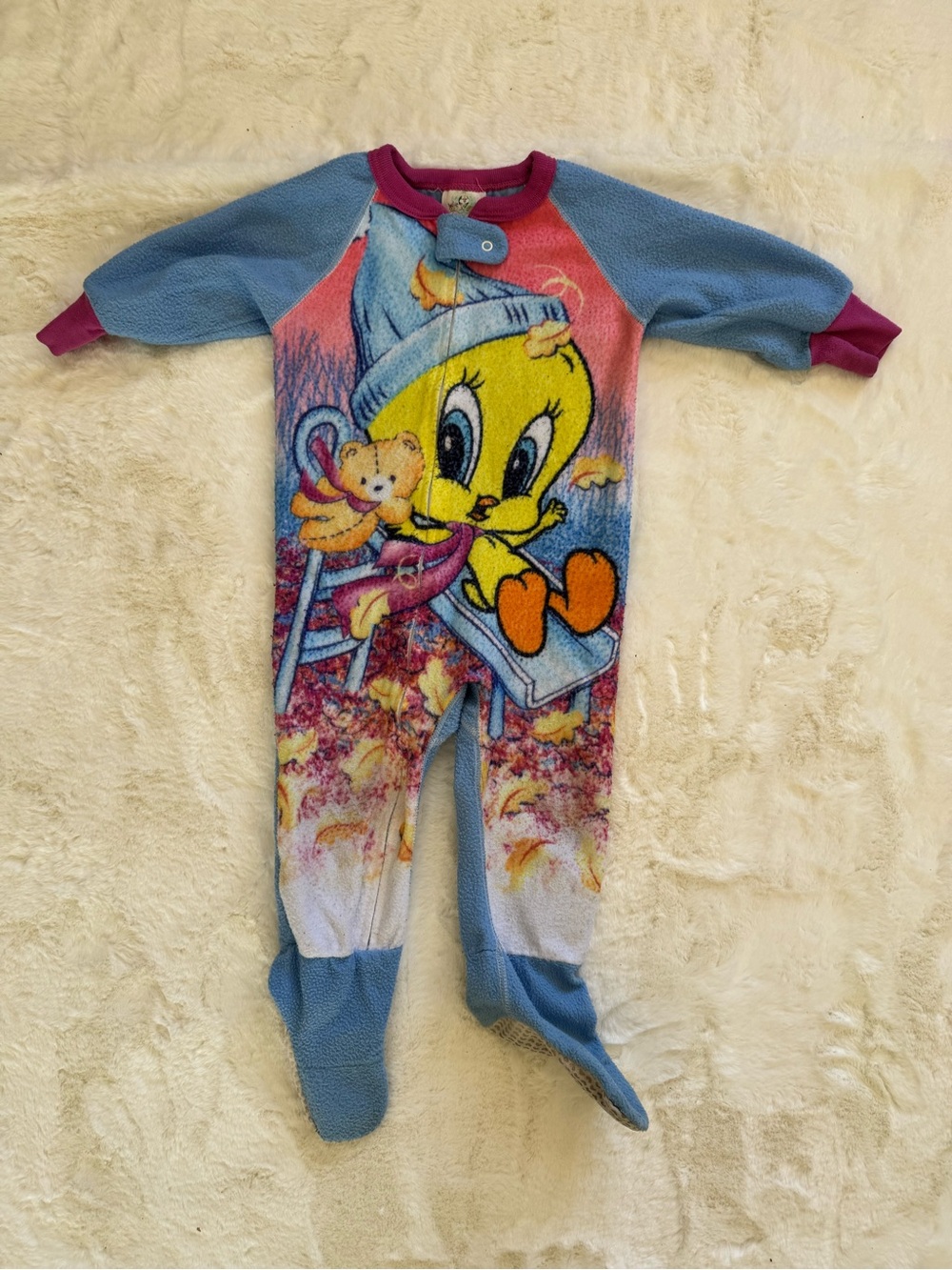 VTG 1996 Looney Tunes Tweety Bird Footed Sleeper Kids Size 3t - Picture 1 of 6